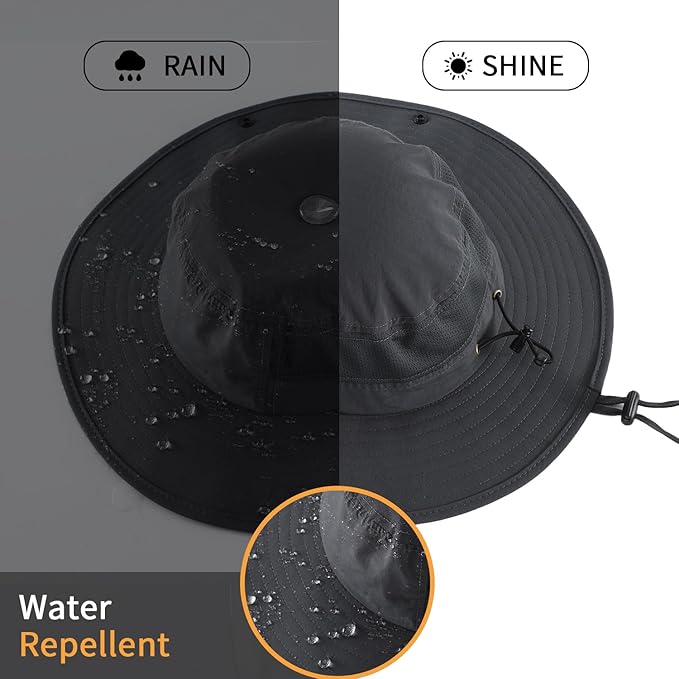 Home Prefer UPF50+ Mens Sun Hat Wide Brim Womens UV Protection Beach Bucket Hat for Fishing Hiking Snap Up Cowboy Hat