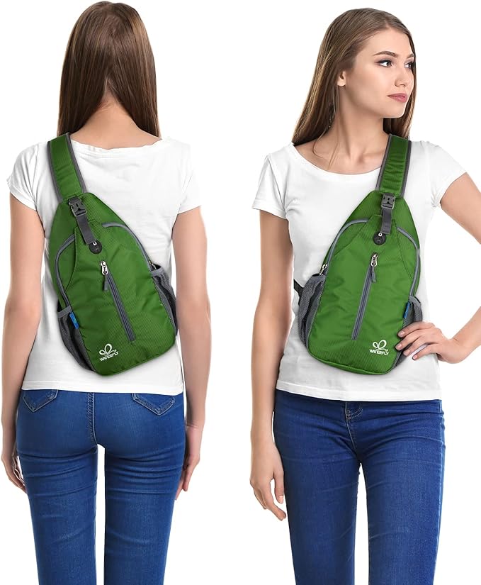 WATERFLY Crossbody Sling Backpack Sling Bag Travel Hiking Chest Bag Daypack