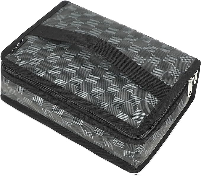 FlowFly Small Insulated Lunch box Portable Soft Bag Mini Cooler Thermal Meal Tote Kit with Handle for Work, Plaid