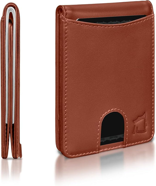 Kingly Cash Pocket Slim Wallet for Men - RFID Blocking Leather Card Holder - Minimalist Men’s Wallet for Front Pockets - Holds 1-15 Cards & Cash - Durable Italian Leather Wallets