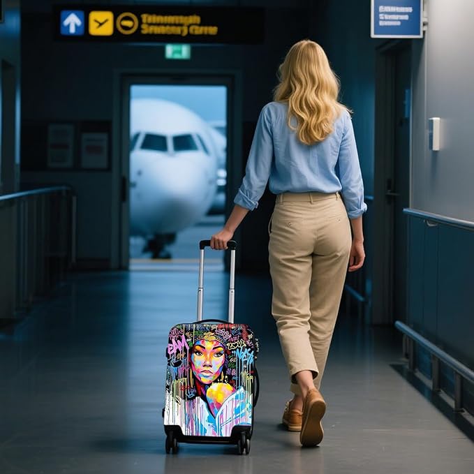 WUJIAONIAO Travel Luggage Cover Baggage Suitcase Cover Protector Skins 18-32 Inch (Graffiti A8, XL (for 29-32 inch luggage))