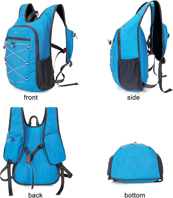 BOVIP 20L Hiking Backpack Lightweight Packable Hiking Daypack Small Travel Outdoor Foldable Shoulder Bag Blue