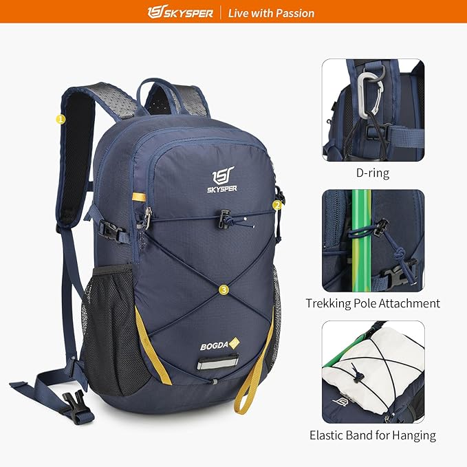 SKYSPER Small Hiking Daypack, 20L Lightweight Travel Backpacks Day Hike Pack with Waist Strap for Women Men