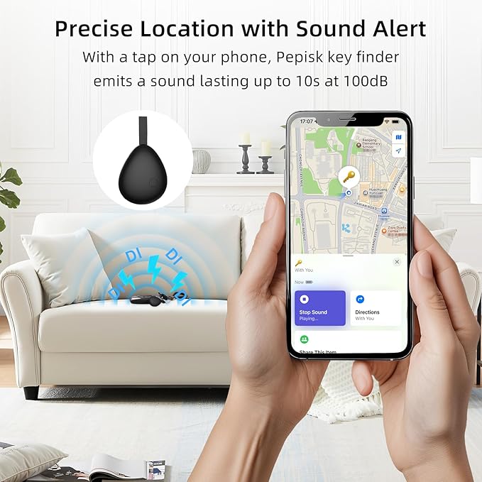 [Apple MFi Certified] Air Tracker Tag 1 Pack (iOS Only), Bluetooth Tracker for Apple Find My, Replaceable Battery, Key Finder and Item Locator Smart Tag for Keys, Bags, Luggage, Pets, Wallet (Black)