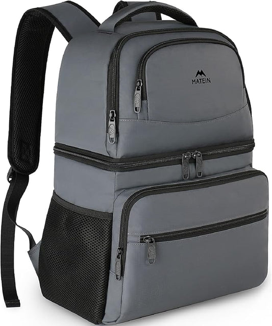MATEIN Cooler Backpack, 26 Cans Insulated Lunch Backpack for Men Women, Leakproof Double Layer Lunch Cooler Bag Lightweight Soft Lunch Backpack with Cooler Compartment, Beach Camping Hiking Beer Gifts