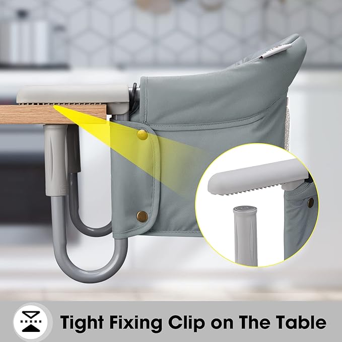 Hook On Chair, VEEYOO Clip On High Chair Folding Fast Table Chair with Storage Bag, Portable Baby Feeding Seat Attach to Table for Home and Travel
