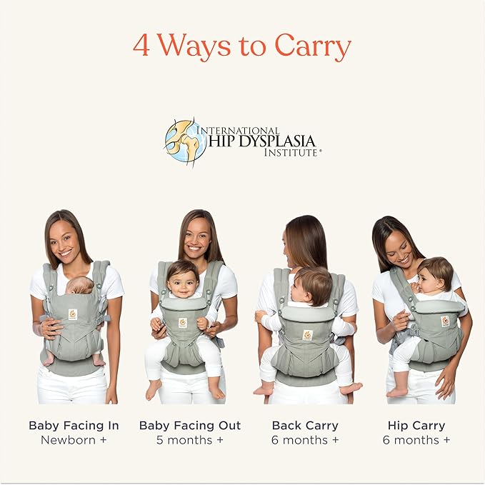 Ergobaby Omni Classic Baby Carrier Newborn to Toddler - Breathable Baby Carriers for Summer - All-Position Carrier with Lumbar Support (7-45 Pounds), Cotton, Pearl Grey
