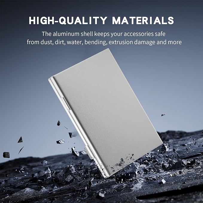Aluminum SIM Card Case, 21Slots Ultrathin SIM Card Holder, Fit for 4 SIM Card, 4 Micro sim Card, 12 Nano sim Card and 1 Cell Phone Eject Pin Slots, Silver