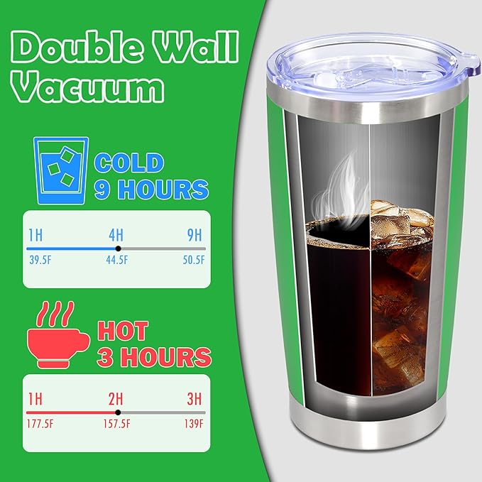 20oz Tumbler Bulk Stainless Steel Tumbler Cup with Lid Vacuum Insulated Double Wall Travel Mug, Durable Powder Coated Travel Coffee Tumbler Mug for Hot & Cold Drinks, Green,12 Pack