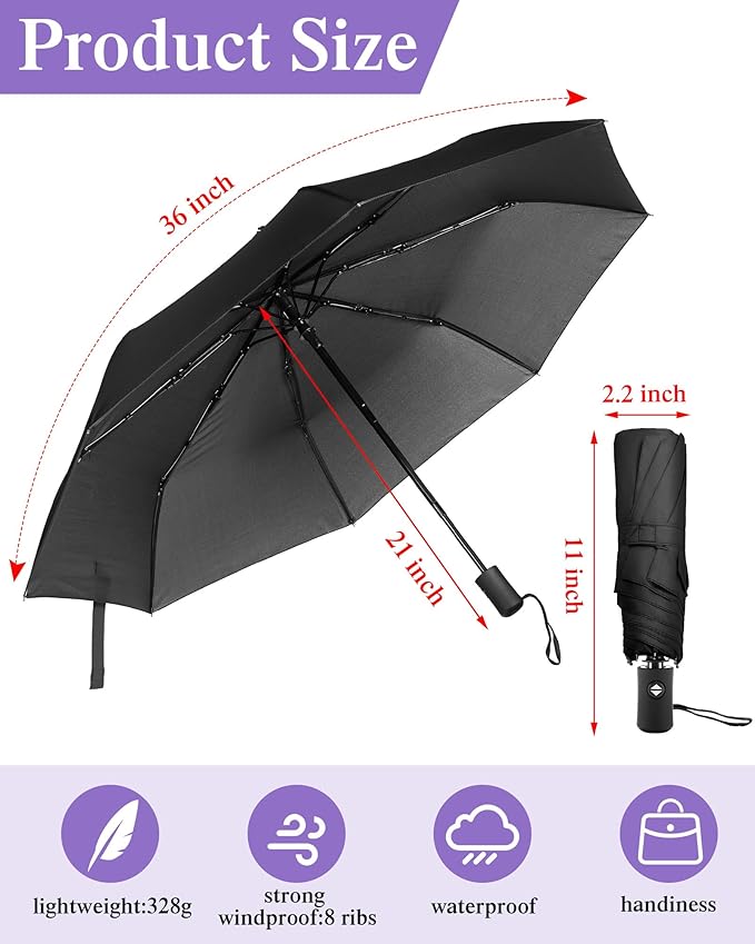 Yahenda 4 Pack Windproof Travel Umbrellas Bulk Automatic Open and Close Umbrella Folding Rain Umbrella for Men Women