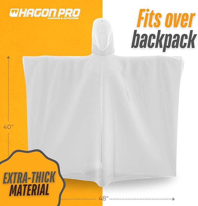 Hagon PRO Disposable Rain Ponchos for Adults (5 Pack)