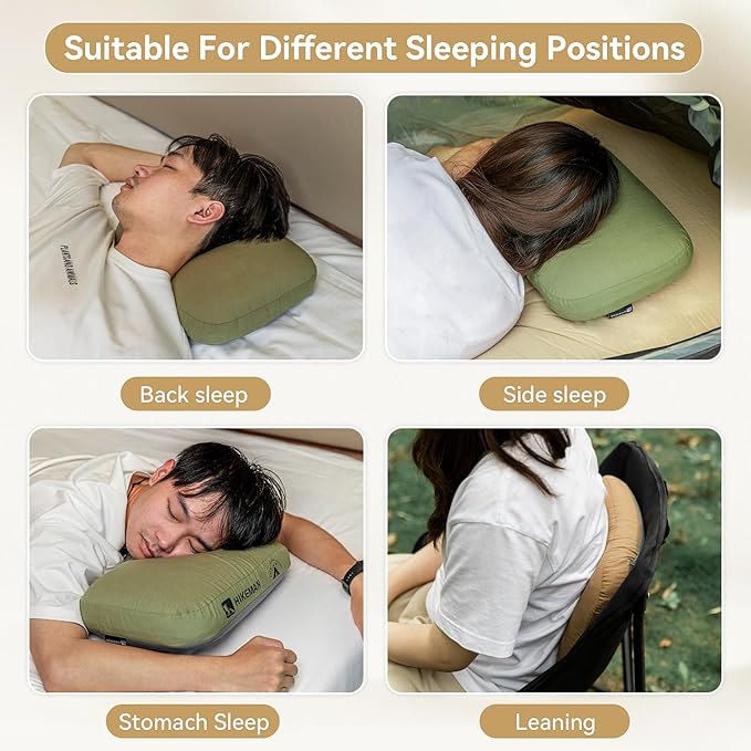HIKEMAN Camping Memory Foam Pillow - Ultralight Travel Pillow,Backpacking Pillow with Removable Cover,Ergonomic Pillows,Neck Lumbar Support for Outdoor Camp,Sport,Hiking,Backpacking Sleep (Brown)