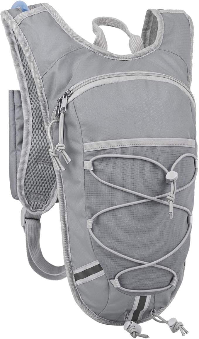 Lightweight Hydration Backpack 2L Water Bladder Pack for Running, Cycling, Hiking – Anti-Theft Water Backpack with Phone Holder, Trekking Pole Holder & Reflective Strips for Men & Women