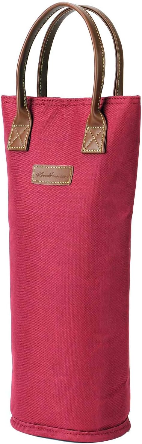 ZORMY Single Bottle Insulated Wine Tote, 1 Bottle Wine Carrier Bag Padded Wine Cooler Perfect Wine Lover's or Wedding Gift-Red