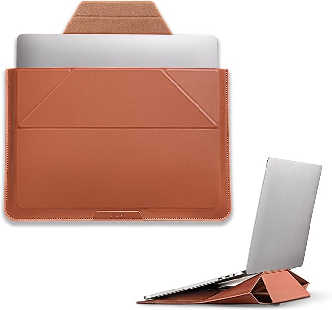 MOFT Laptop Carry Sleeve, 2-in-1 Laptop Bag & Stand for 14" MacBook Air/Pro & Dell/HP/Lenovo/Asus, Stylish Slim Computer Sleeve Bag with Expandable Storage for Computer Accessories, Sienna Brown
