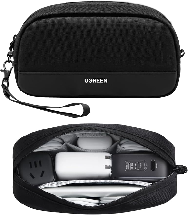 UGREEN Electronics Organizer Travel Case Bag Multifunctional Organizer Carrying Case for Cables, Cord, SD Card, Earbuds, Charger, USB Adapter, Electronic Accessories Small Size