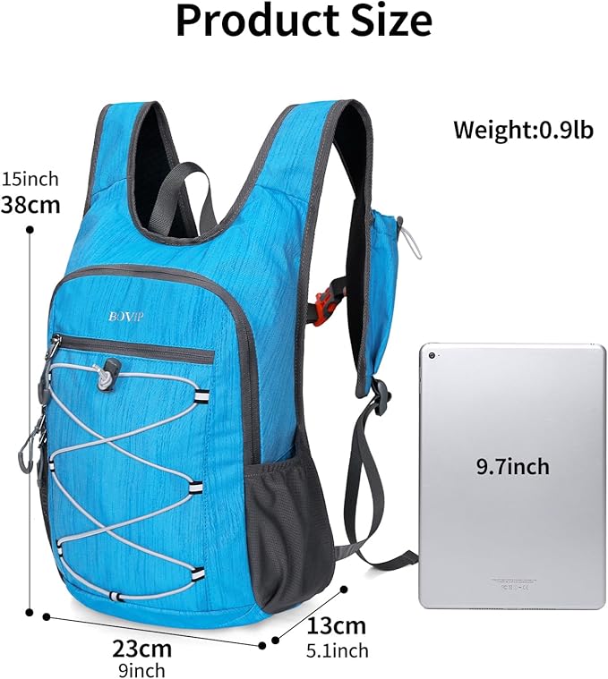 BOVIP 20L Hiking Backpack Lightweight Packable Hiking Daypack Small Travel Outdoor Foldable Shoulder Bag Blue