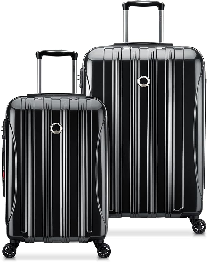 DELSEY PARIS Helium Aero Hardside Expandable Luggage with Spinner Wheels, Black, 2-Piece Set (21/24)