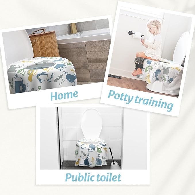 Blissful Diary 20 Pcs Toilet Seat Covers Disposable for Toddlers & Adults, Extra Large Waterproof, Portable Package for Travel, Kids Potty Training