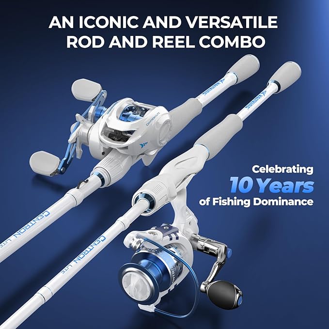 KastKing Centron Lite Fishing Rod and Reel Combo, IM6 Graphite 2Pc Blanks, Stainless Steel Guides with Ceramic Rings, Contoured EVA Handles & Fighting Butt, Split or Full Rear Handle Design, 13 Models