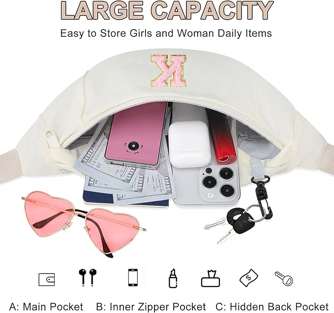 MAXTOP Large Crossbody Fanny Pack with 4-Zipper Pockets,Gifts for Enjoy Sports Festival Workout Traveling Running Casual Hands-Free Wallets Waist Pack Phone Bag Carrying All Phones