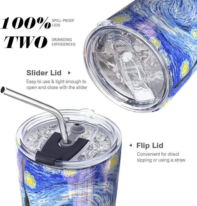 20 oz Stainless Steel Vacuum Insulated Tumbler with Lid - Double Wall Travel Mug Water Coffee Cup for Ice Drink & Hot Beverage, Starry Night…