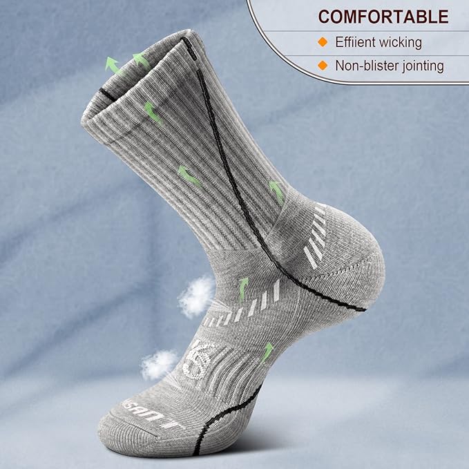 BULLIANT Compression Socks for Men 6Pairs, Athletic Crew Socks Cushioned For Men Sports Running-Arch Support