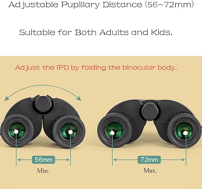 12x25 Compact Binoculars for Adults & Kids, High Powered Lightweight Waterproof Binoculars with Large Eyepiece, Low Light Vision for Bird Watching, Hunting, Travel, and Sightseeing