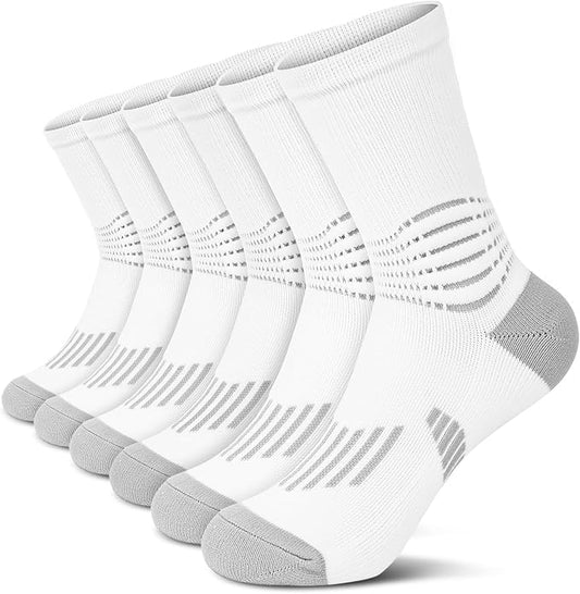 IRAMY Crew Compression Socks Athletic Running Socks for Men Women Plantar Fasciitis Relief 3/6 Pairs