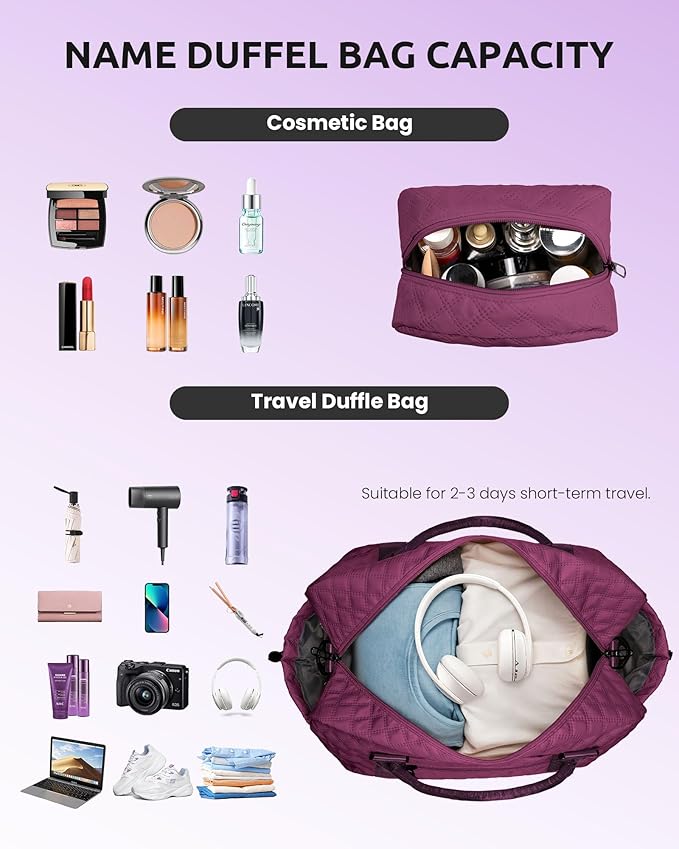 Bride To Be Gifts, Gifts for Women-Initial Travel Bag with Shoe Compartment, Personalized Weekender Bags, Monogram Overnight Bag for Women, Letter Travel Bags with Makeup Pouch (Letter I)