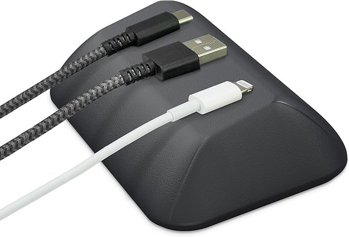 Smartish® Magnetic Cord Holder - Bigger Cable Wrangler Organizer with Magnet Clips for Charger Management on Desktop, Nightstand, or Side Table - Holds 6+ Cables - Black Tie Affair