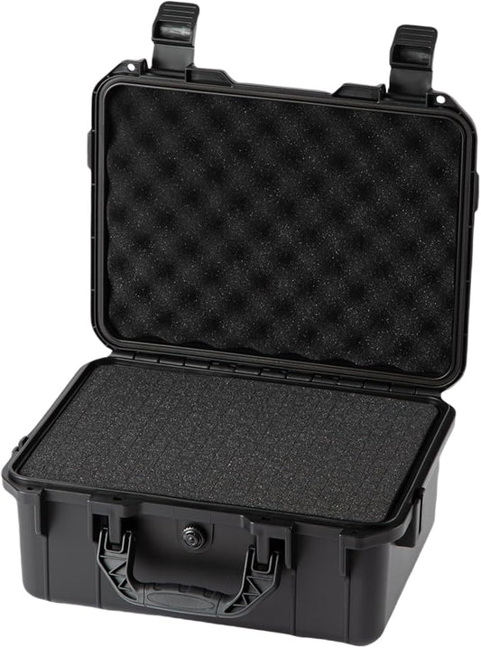 small Hard case Waterproof Hard Case with DIY Customizable Foam Insert Portable Protective Case with Knife for Camera Drones Equipments Tools Test Instruments 14.2''x11.4''x6.3''