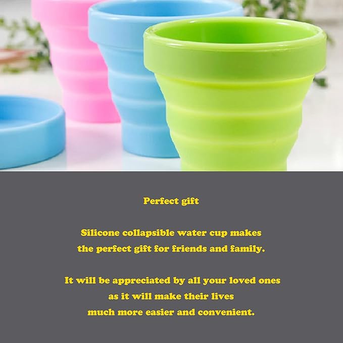 Silicone Collapsible Water Cup,Outdoor Folding Reusable Mug with Lid Lanyard,Camping Travel Hiking Expandable Drinking Jug,Portable BPA Free Food Grade Container,170ml/6oz(3pcs)