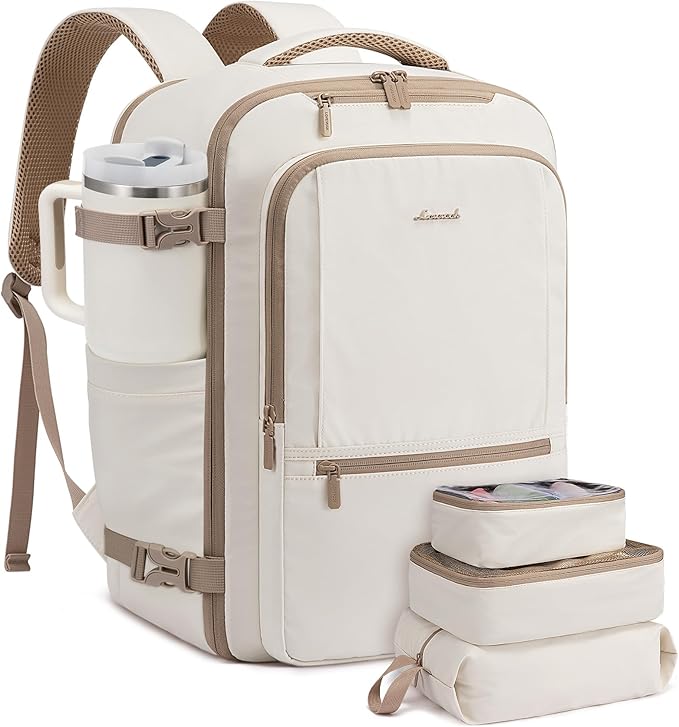 LOVEVOOK Travel Backpack for Women & Men, 50L Large Carry On Backpack Airline Approved, TSA Personal Item Weekender Bag, Water Resistant Laptop Backpacks with 3 Packing Cubes for Travel Essentials