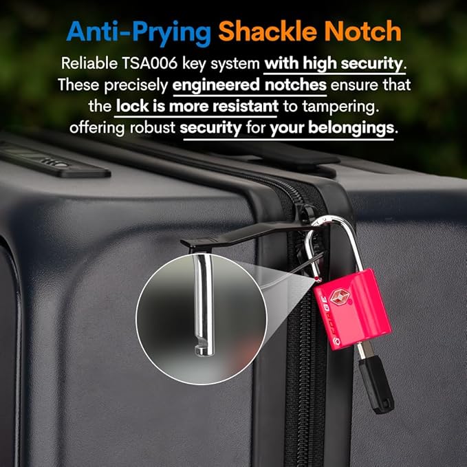 TSA Approved Luggage Locks, Ultra-Secure Dimple Key Travel Locks with Zinc Alloy Body