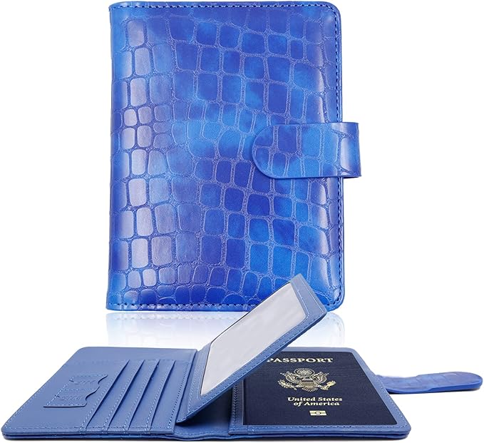 Melsbrinna Rfid Passport Holder for Travel women/Men, Cute Passport Wallet Rfid Blocking Card Slots, Rfid Passport Cover/CaseTravel Wallet, Passport Book Holder (1, Blue3)