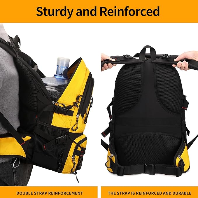 Nerlion 40L Hiking Backpack Travel Backpack for Men Women Camping Waterproof Outdoor Hiking Daypack Lightweight Backpack (Yellow)