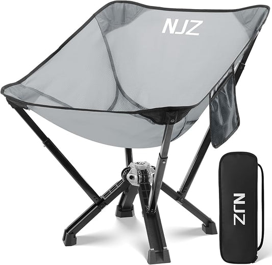 Folding Camping Chairs - 600 LBS Capacity Heavy Duty Camping Chair, Compact Folding Chair with Quick Setup & Carry Bag - Portable Camp Chair for Travel, Sports, Lawn, Beach - Silver