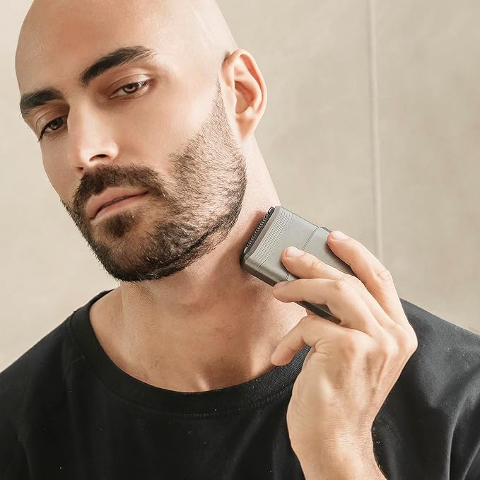 Electric Razors for Men Face - Compact Travel Electric Foil Shavers for Mens Bald Head - Small Portable Face and Head Shavers IPX7 Waterproof Wet and Dry, Dual-Action Blades and USB-C Rechargeable