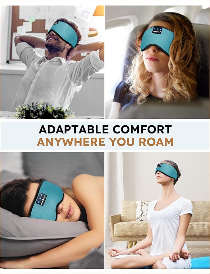 MUSICOZY Sleep Headphones Bluetooth 5.4 Headband Sleeping Eye Mask for Mom Women Men Wireless Music Earbuds Earphones for Side Sleepers Built-in HD Speakers Cool Gadgets Unique Gifts