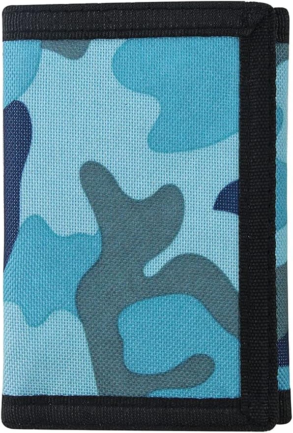 NEICY RFID Blocking Canvas Wallet for Men and Women - Camo Trifold Outdoor Sports Wallets with Magic Sticker for Teen Kids (Camo Blue)