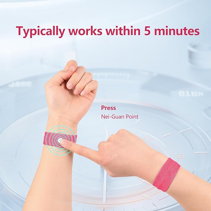 Motion Sickness Wristband, Anti-Nausea Acupressure Wrist Band for Nausea Relief, Dizziness and Vomiting from Car Sea Boat Flying Travel Sickness for Adults and Kids (Multicolor, Small, 6 Pairs)