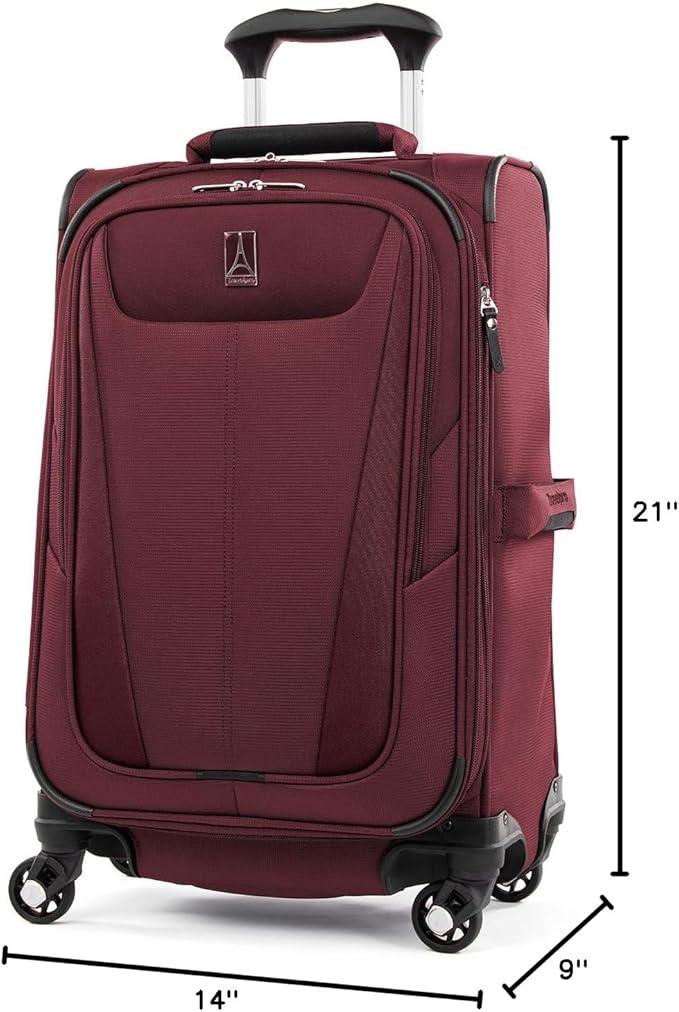 Travelpro Maxlite 5 Softside 2pc Set Expandable Carry On Luggage with 4 Spinner Wheels/Soft Underseat Tote, Lightweight Suitcase, Men and Women, Burgundy