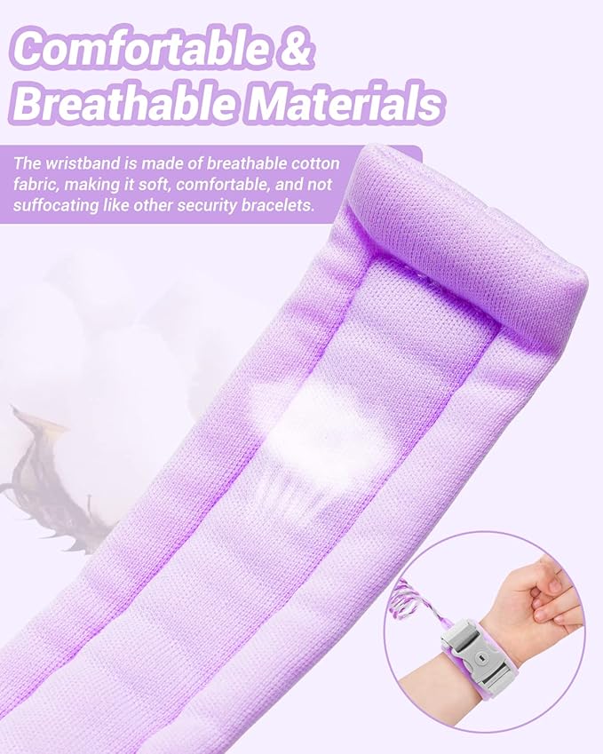 Dr.meter Anti Lost Wrist Link, 2 Pack Toddler Safety Leash with Key Lock, Reflective Child Walking Harness - Dual 8.2ft Length Pink & Purple Kids Leash for Outdoor, Kids Travel Essencials