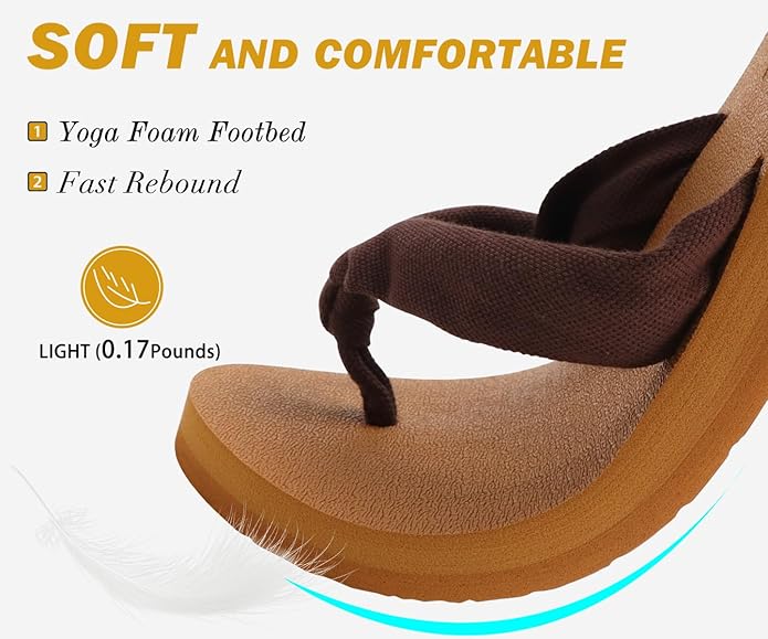 KuaiLu Flip Flops for Women with Arch Support Yoga Mat Comfortable Summer Beach Walking Thong Cushion Sandals Slip On Indoor Outdoor