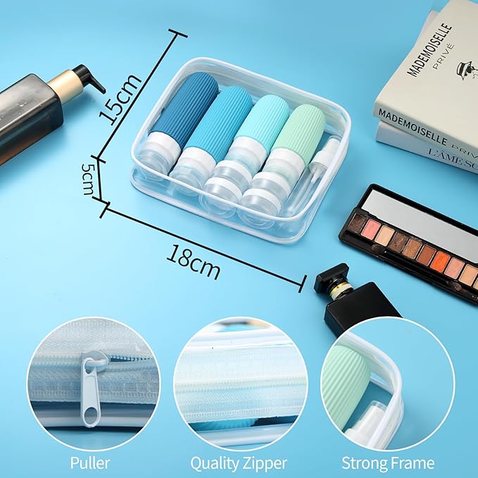 16 Pack Travel Bottles Set, TSA Approved Leak Proof Silicone Squeezable Containers for Toiletries, Refillable Travel Accessories for Conditioner, Shampoo, Lotion & Body Wash Accessories