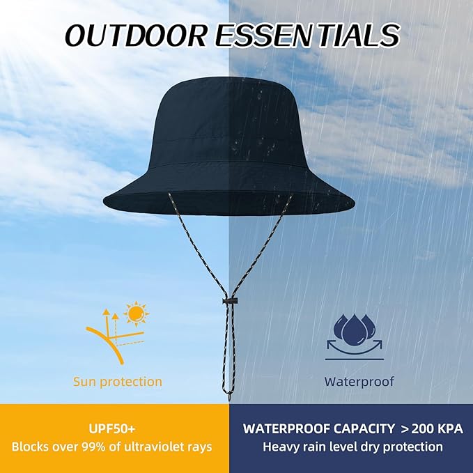 Durio Waterproof Bucket Hats for Woman UPF 50+ Sun Hat UV Protection Packable Rain Hats for Women Lightweight Hiking Hat