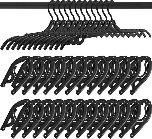 12 PCS Black Portable Folding Clothes Hangers,Black Foldable Hangers Lightweight Travel Accessories,Non-Slip Folding Hangers for Clothes for Travel and Home