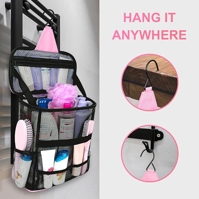 Mesh Shower Caddy,Portable HangingTravel Toiletry Bag Dorm Room Essentials for College Students Girls,Large Makeup Organizer for Full-Sized Toiletries,Travel Essentials for Women Girls Camping Beach