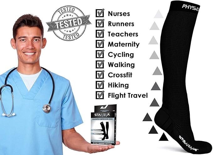 Physix Gear Compression Socks 20-30 mmHg - Men & Women - Running, Nurses, Shin Splints, Flight, Travel
